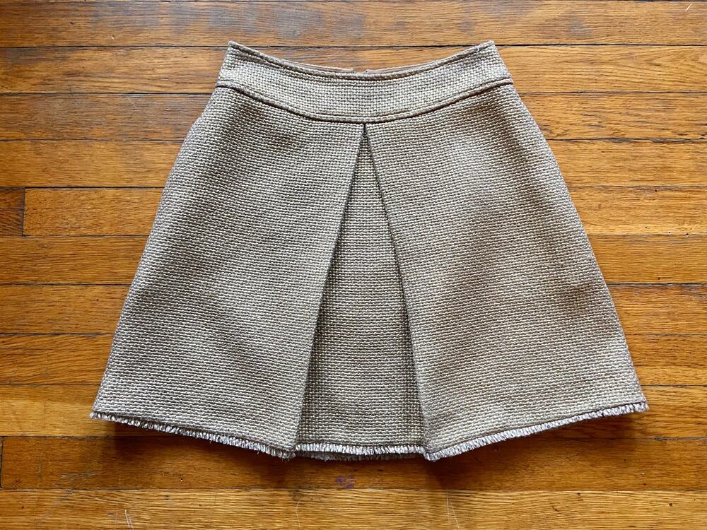 BANANA REPUBLIC Metallic Gold Wool Pleated Skirt sz 0